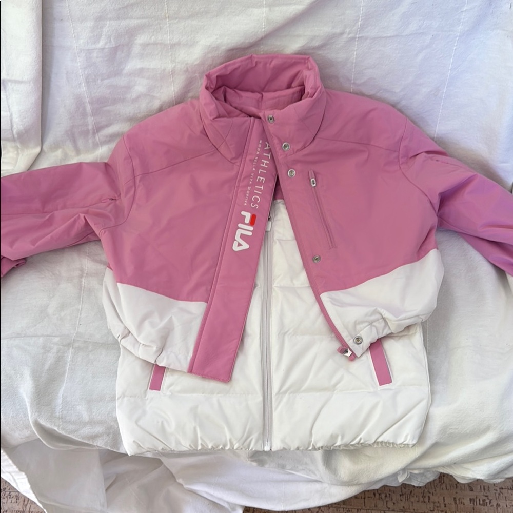 FILA Pink and White Athletic Jacket 3 in 1. Jacket and vest.